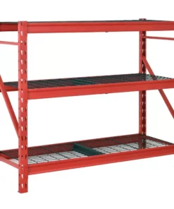 Husky 3-Tier Heavy Duty Industrial Welded Steel Garage Storage Shelving Unit in Red (65 in. W x 54 in. H x 24 in. D) -Deals Hand Tools Zone Store red husky freestanding shelving units hbr652454w3 r 40 1000