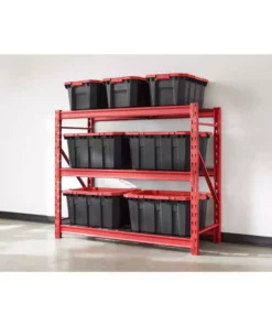 Husky 3-Tier Heavy Duty Industrial Welded Steel Garage Storage Shelving Unit in Red (65 in. W x 54 in. H x 24 in. D) -Deals Hand Tools Zone Store red husky freestanding shelving units hbr652454w3 r 66 1000