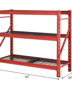 Husky 3-Tier Heavy Duty Industrial Welded Steel Garage Storage Shelving Unit in Red (65 in. W x 54 in. H x 24 in. D) -Deals Hand Tools Zone Store red husky freestanding shelving units hbr652454w3 r a0 1000