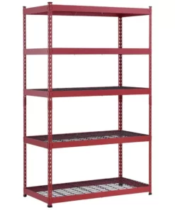 Husky 5-Tier Heavy Duty Boltless Steel Garage Storage Shelving Unit in Red (48 in. W x 78 in. H x 24 in. D) -Deals Hand Tools Zone Store red husky freestanding shelving units n2r482478w5r 40 1000