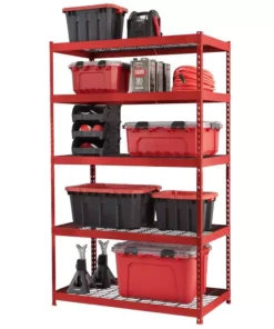 Husky 5-Tier Heavy Duty Boltless Steel Garage Storage Shelving Unit in Red (48 in. W x 78 in. H x 24 in. D)