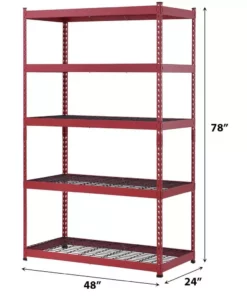 Husky 5-Tier Heavy Duty Boltless Steel Garage Storage Shelving Unit in Red (48 in. W x 78 in. H x 24 in. D) -Deals Hand Tools Zone Store red husky freestanding shelving units n2r482478w5r c3 1000