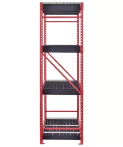 Husky 4-Tier Industrial Duty Steel Freestanding Garage Storage Shelving Unit in Red (77 in. W x 78 in. H x 24 in. D) -Deals Hand Tools Zone Store red husky freestanding shelving units n2w772478w4r 1d 1000