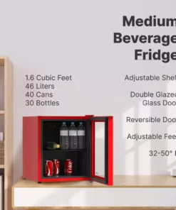 Husky 1.5 Cu. ft. 40-Can Glass Door Freestanding Countertop Quiet Mini Fridge with Reversible Door without Freezer (Red) -Deals Hand Tools Zone Store red husky mini fridges osfg010 rm 1f 1000