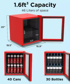 Husky 1.5 Cu. ft. 40-Can Glass Door Freestanding Countertop Quiet Mini Fridge with Reversible Door without Freezer (Red) -Deals Hand Tools Zone Store red husky mini fridges osfg010 rm fa 1000