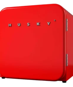 Husky 1.51 Cu. ft. 40-Can Retro Freestanding Quiet Compact Countertop Mini Fridge with Reversible Door without Freezer (Red)