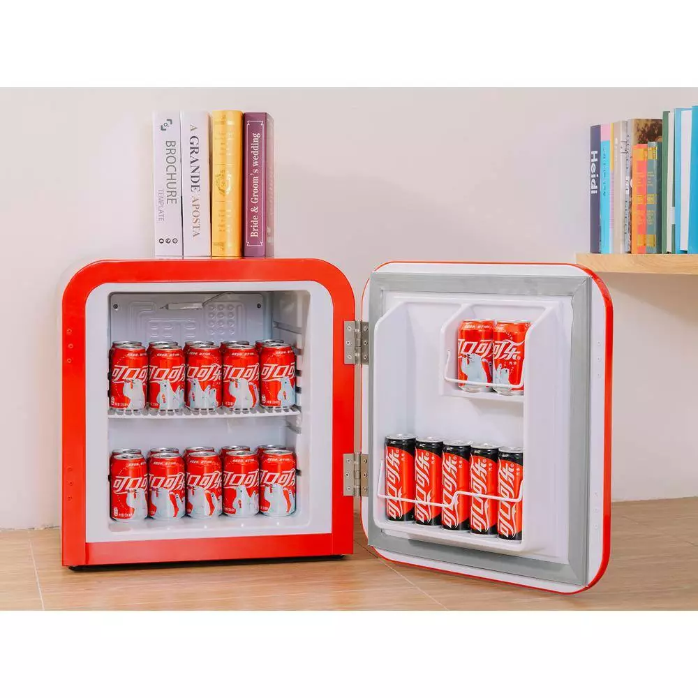 Husky 1.51 Cu. ft. 40-Can Retro Freestanding Quiet Compact Countertop Mini Fridge with Reversible Door without Freezer (Red) 7 Husky 1.51 Cu. ft. 40-Can Retro Freestanding Quiet Compact Countertop Mini Fridge with Reversible Door without Freezer (Red) - Image 6