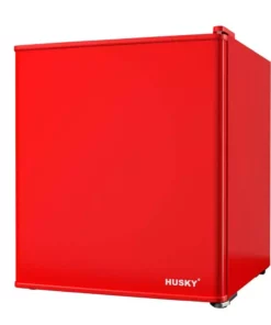 Husky 1.5 Cu. ft. 40-Can Solid Door Freestanding Countertop Quiet Mini Fridge with Reversible Door without Freezer (Red)