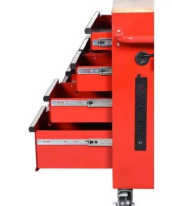 Husky 42 in. W x 18.1 in. D 8-Drawer Red Mobile Workbench Cabinet with Solid Wood Top -Deals Hand Tools Zone Store red husky mobile workbenches h42mwc8red 44 1000