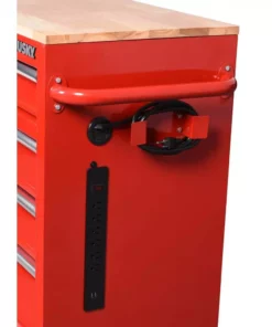 Husky 42 in. W x 18.1 in. D 8-Drawer Red Mobile Workbench Cabinet with Solid Wood Top -Deals Hand Tools Zone Store red husky mobile workbenches h42mwc8red 4f 1000