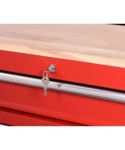 Husky 42 in. W x 18.1 in. D 8-Drawer Red Mobile Workbench Cabinet with Solid Wood Top -Deals Hand Tools Zone Store red husky mobile workbenches h42mwc8red fa 1000