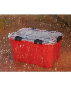 Husky 20-Gal. Professional Duty Waterproof Storage Container with Hinged Lid in Red -Deals Hand Tools Zone Store red husky storage bins 246842 44 1000