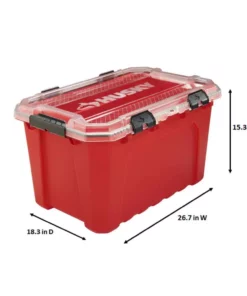 Husky 20-Gal. Professional Duty Waterproof Storage Container with Hinged Lid in Red -Deals Hand Tools Zone Store red husky storage bins 246842 a0 1000