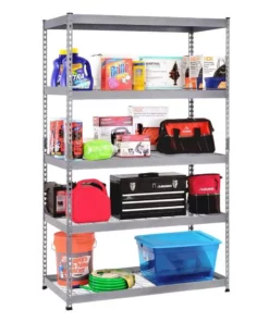 Husky 5-Tier Heavy Duty Steel Garage Storage Shelving Unit in Silver (48 in. W x 78 in. H x 24 in. D) -Deals Hand Tools Zone Store silver husky freestanding shelving units mr482478w5 1d 1000