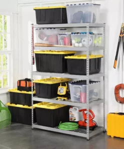 Husky 5-Tier Heavy Duty Steel Garage Storage Shelving Unit in Silver (48 in. W x 78 in. H x 24 in. D) -Deals Hand Tools Zone Store silver husky freestanding shelving units mr482478w5 66 1000