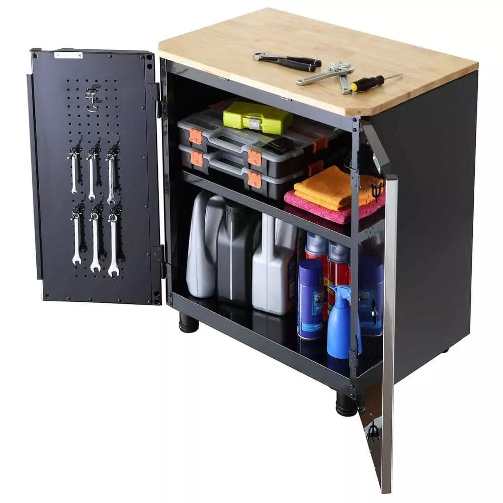 Husky 2-Pack Steel Shelf Set in Black (28 in. W x 15 in. D) for Ready-to-Assemble 28 in. 2-Door Garage Base Cabinet 4 Husky 2-Pack Steel Shelf Set in Black (28 in. W x 15 in. D) for Ready-to-Assemble 28 in. 2-Door Garage Base Cabinet - Image 2