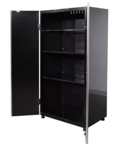 Husky Ready-to-Assemble 24-Gauge Steel Garage Gear Cabinet in Black (36 in. W x 72 in. H x 24 in. D) -Deals Hand Tools Zone Store smooth glossy black powder coating husky free standing cabinets g3624w us 1d 1000