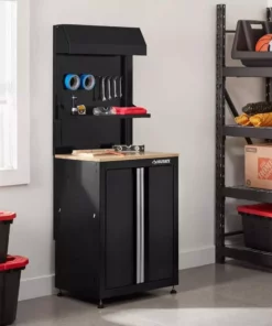Husky 3-Piece Ready-to-Assemble Steel Garage Workstation in Black (26.6 in. W x 69.5 in. H x 19.5 in. D) -Deals Hand Tools Zone Store smooth glossy black powder coating husky garage storage systems g26003s1 us 31 1000