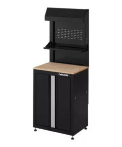 Husky 3-Piece Ready-to-Assemble Steel Garage Workstation in Black (26.6 in. W x 69.5 in. H x 19.5 in. D)