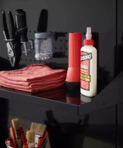 Husky 6-Piece Ready-to-Assemble Steel Garage Workstation in Black (53 in. W x 69.5 in. H x 19.5 in. D) -Deals Hand Tools Zone Store smooth glossy black powder coating husky garage storage systems g52006s1 us 66 1000