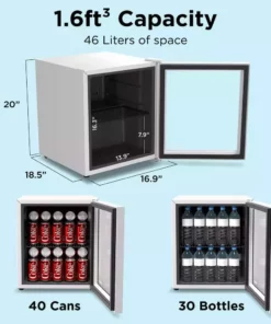 Husky 1.5 Cu. ft. Glass Door Freestanding Countertop Beverage Refrigerator with Reversible Door without Freezer (White) -Deals Hand Tools Zone Store white husky mini fridges osfg012 wm 4f 1000