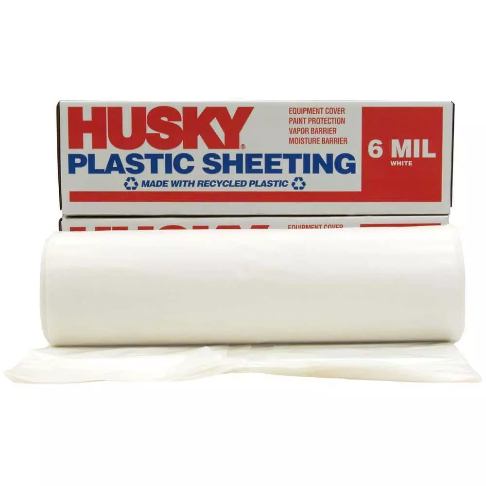 Husky 20 ft. x 100 ft. White 6 mil Plastic Sheeting 3 Husky 20 ft. x 100 ft. White 6 mil Plastic Sheeting
