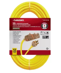 Husky 50 ft. 12/3 Lighted Triple Tap Extension Cord