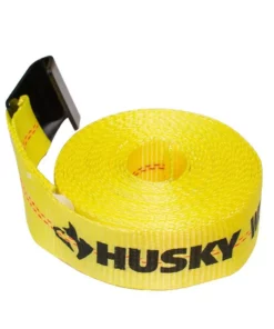 Husky 2 in. x 27 ft. Heavy-Duty Ratchet Tie-Down Strap with Flat Hooks -Deals Hand Tools Zone Store yellows golds husky ratchet straps fh0850 4f 1000